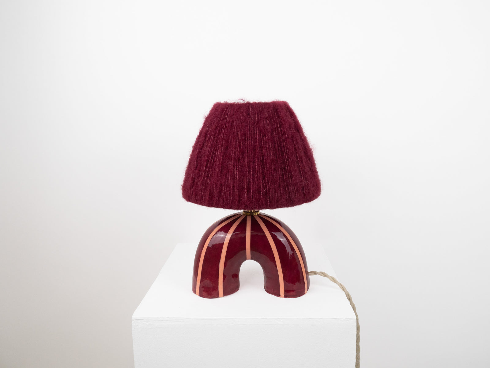'Me' Table Lamp - Maroon Stripes