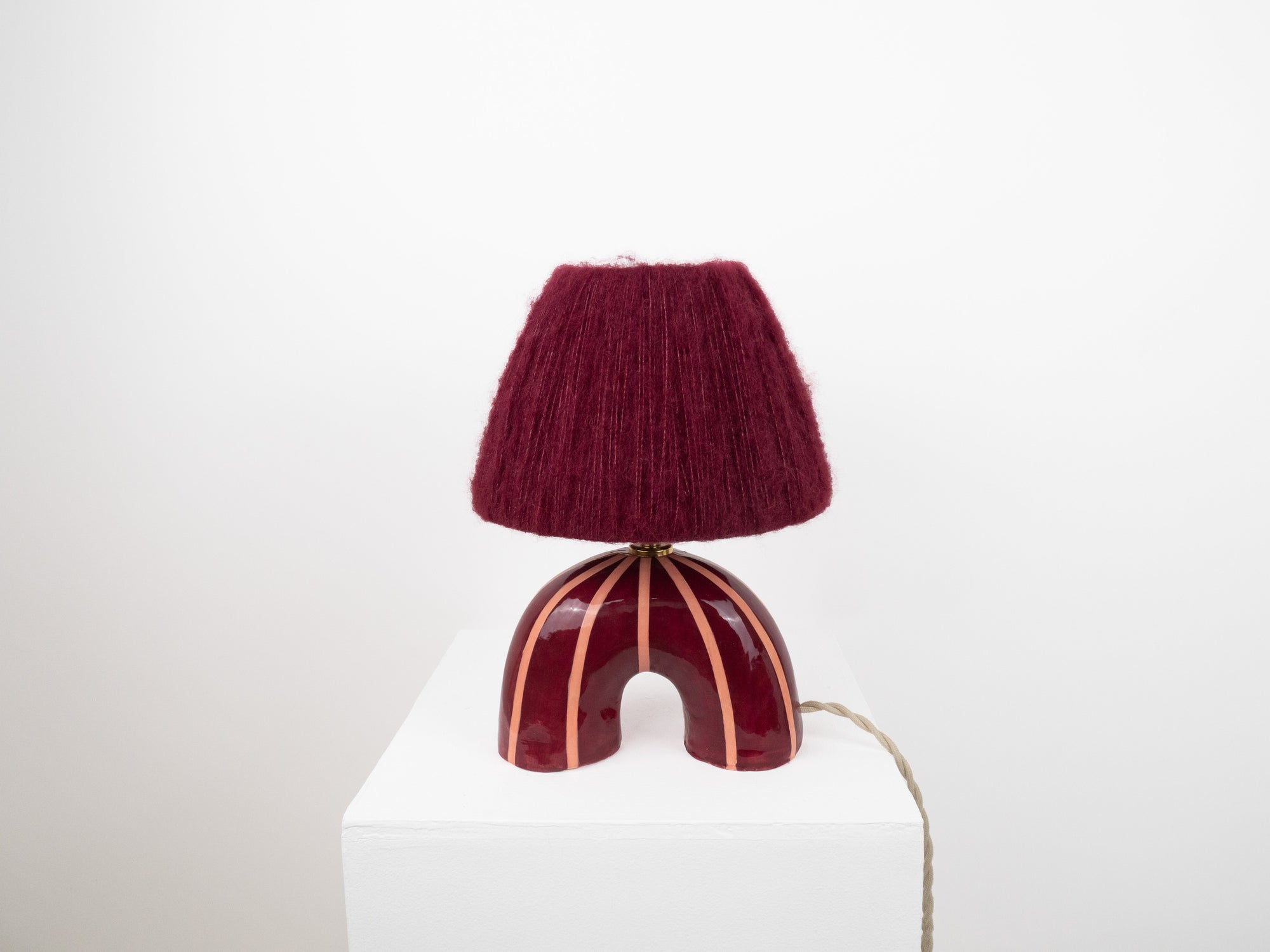'Me' Table Lamp - Maroon Stripes
