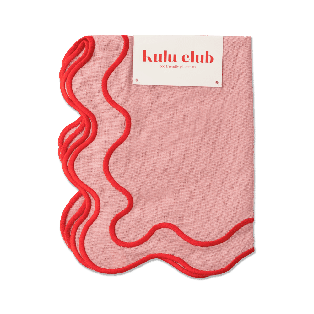Wavy Placemats Pink/Red - Set of 2