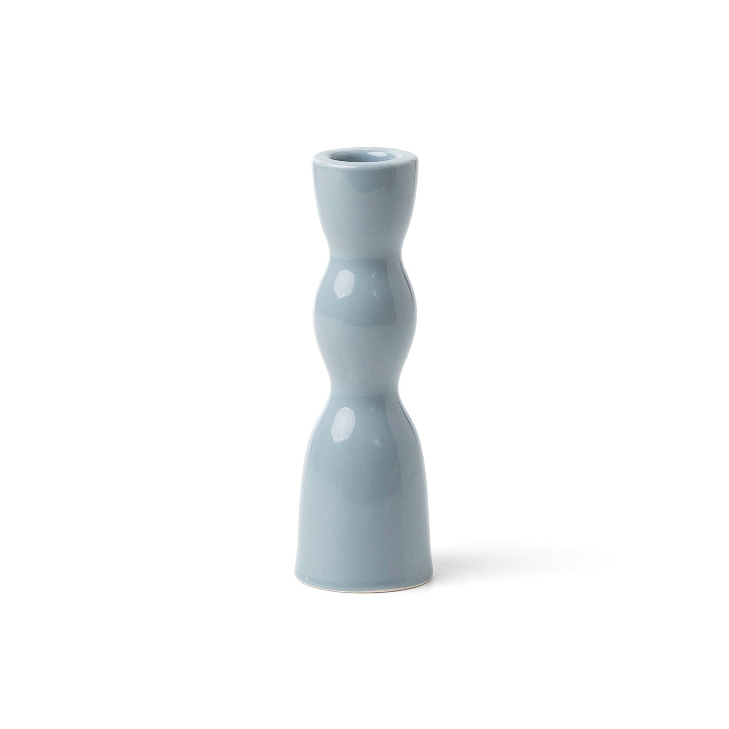 Wave Candleholder Low  - Blue Grey