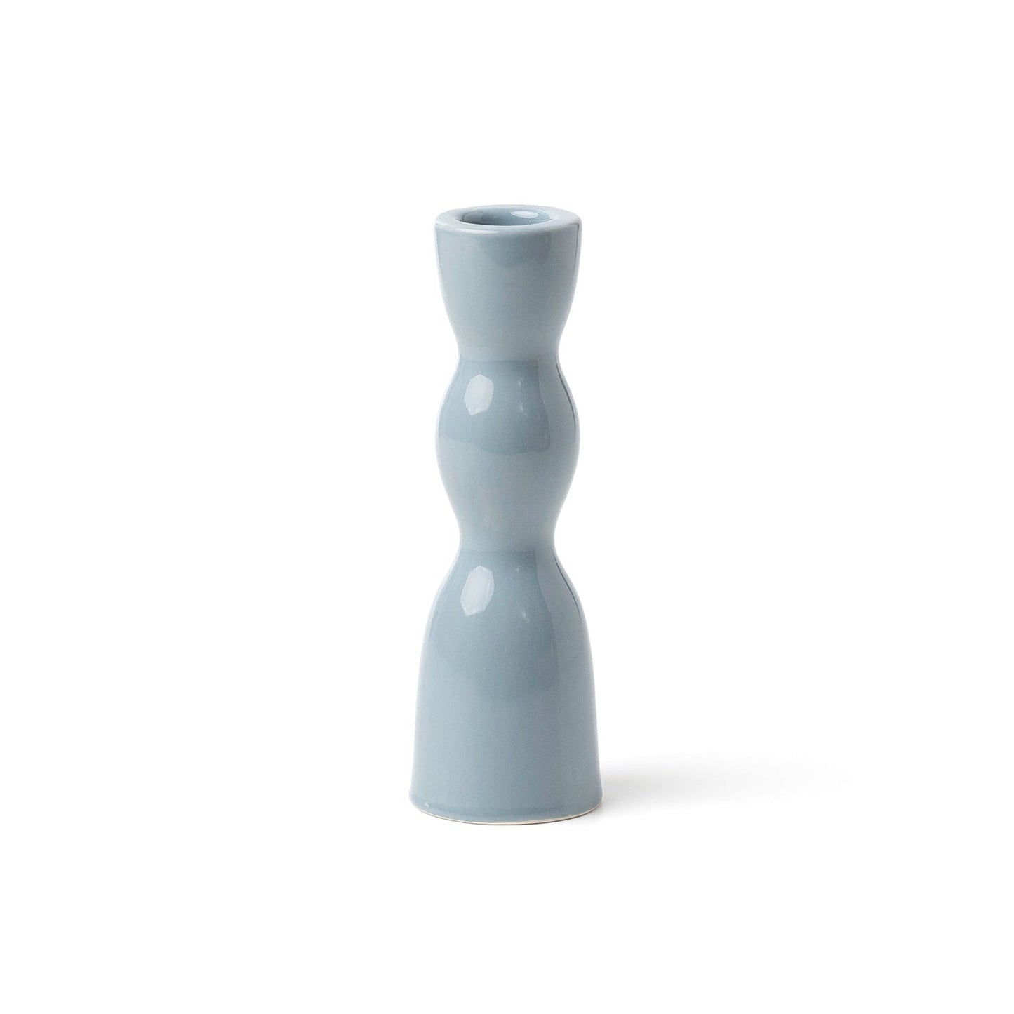 Wave Candleholder Low  - Blue Grey