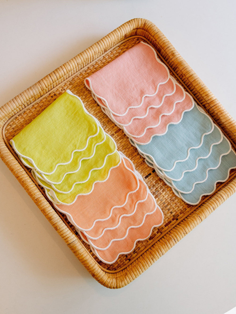 Salmon Palm Cocktail Napkin with Cream
