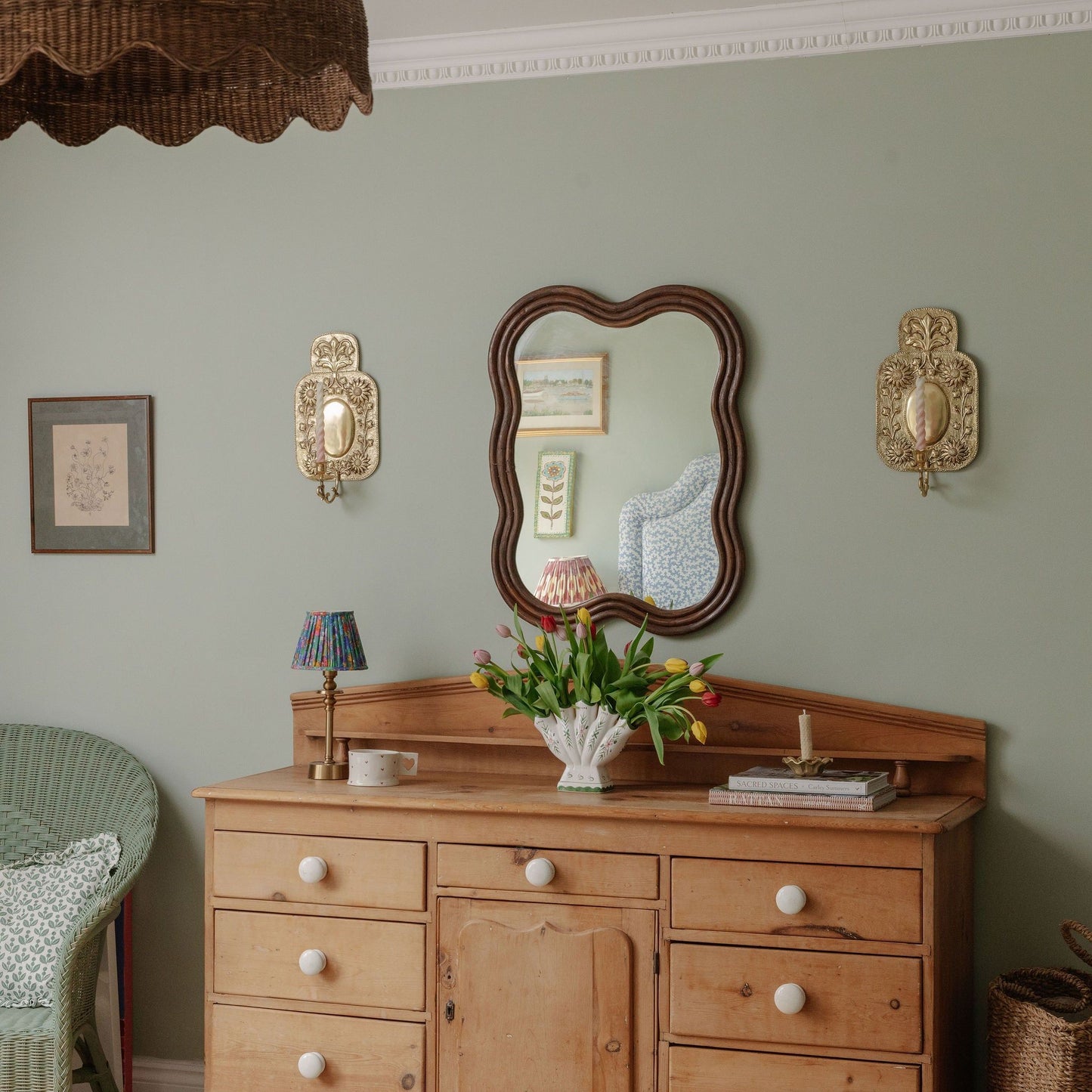 Wave Rattan Mirror (Medium)