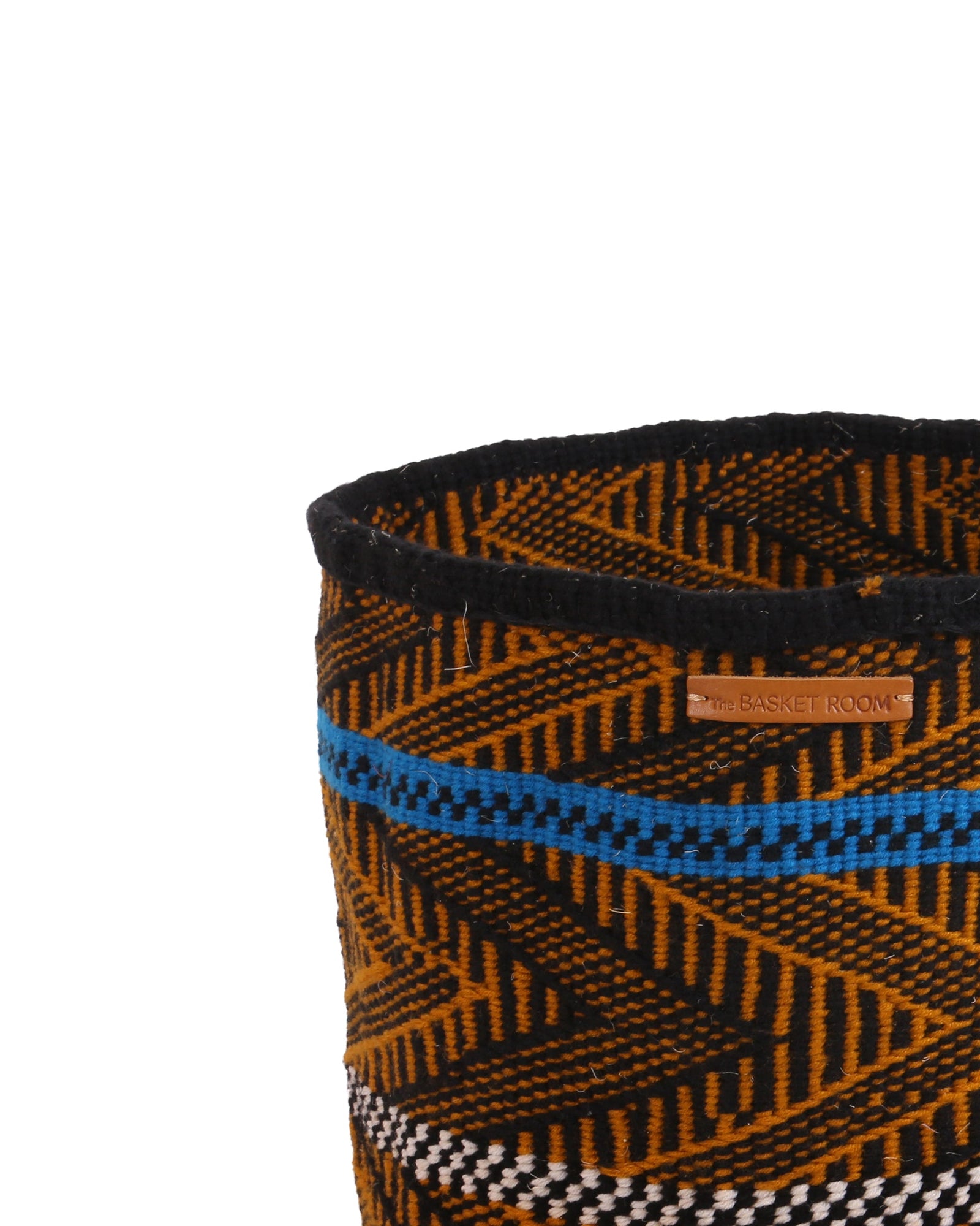 VIPI: Large Brown, Black and Blue Wool Basket