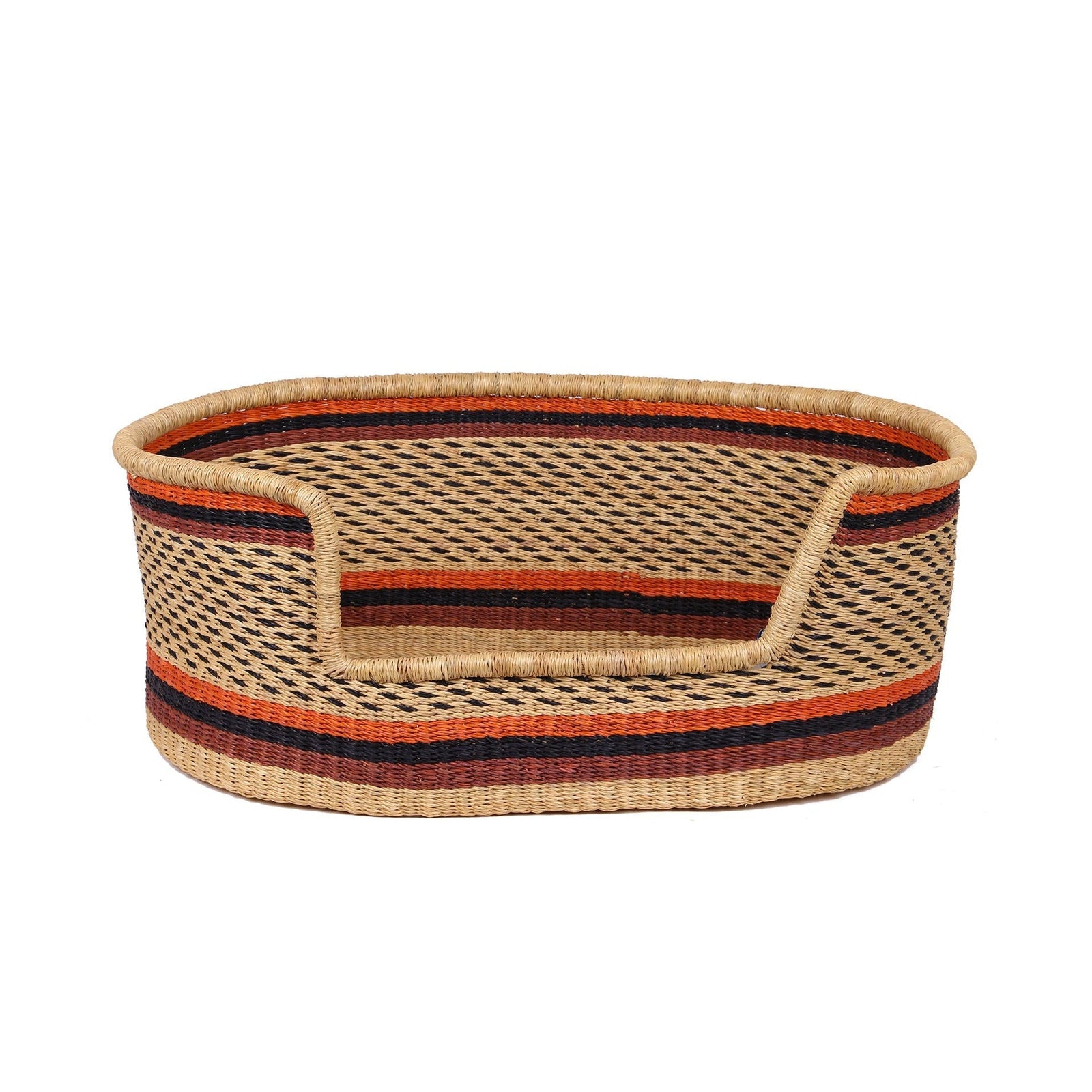 NKURUMAH: Orange, Black and Brown Dog Basket - Medium