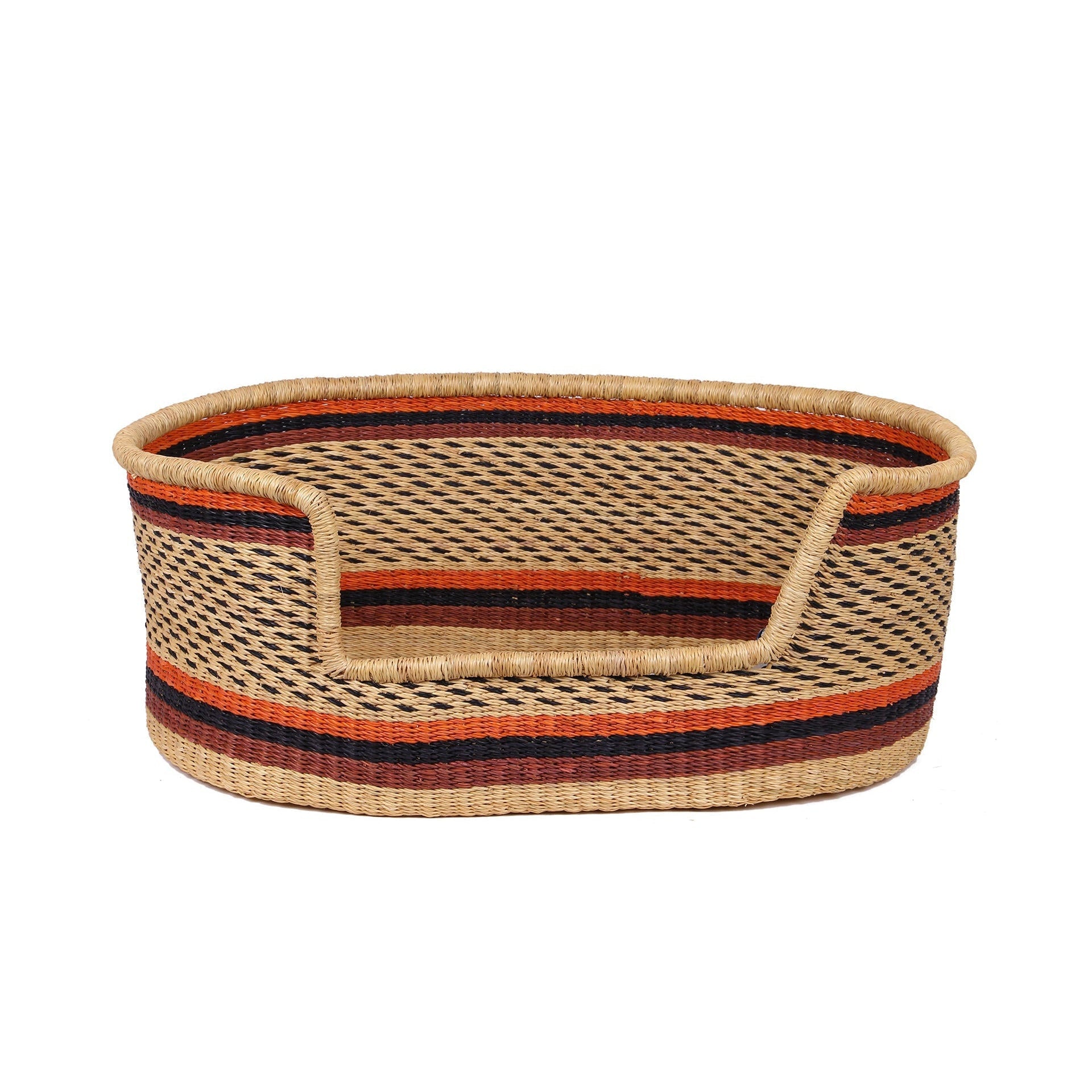 NKURUMAH: Orange, Black and Brown Dog Basket - Medium