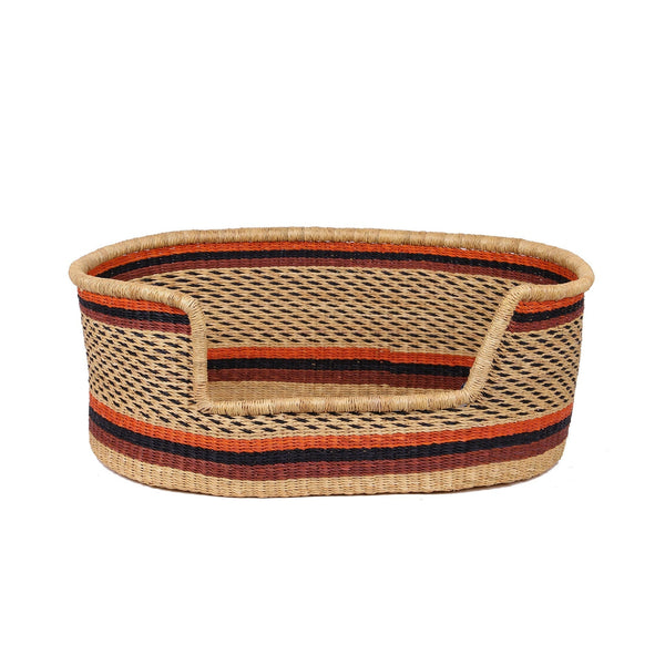 NKURUMAH: Orange, Black and Brown Dog Basket - Medium