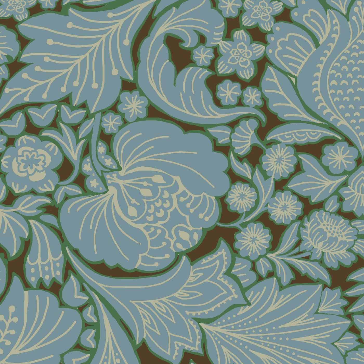 Folk Floral Fabric (Day Blue)
