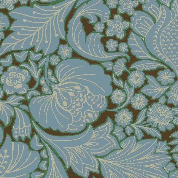 Folk Floral Fabric (Day Blue)