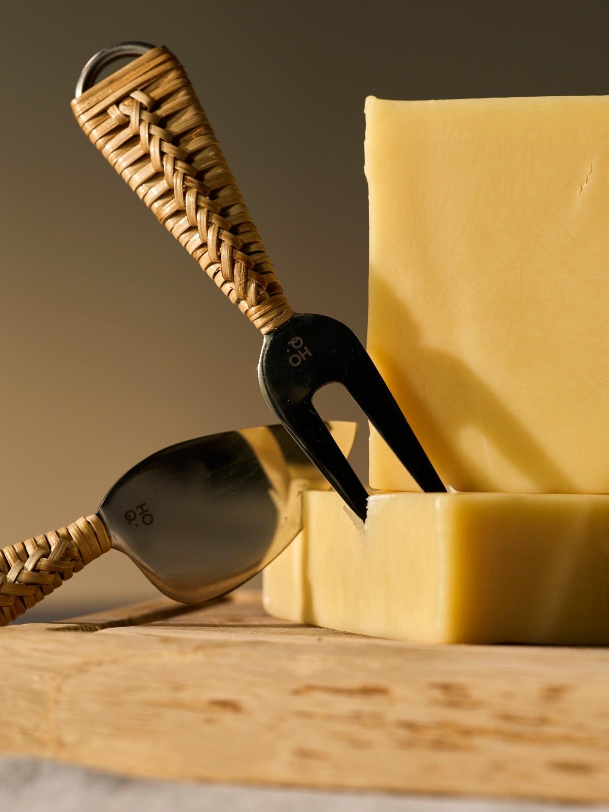 Cheese Cutlery Set Handwoven Handle