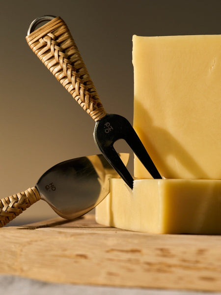 Cheese Cutlery Set Handwoven Handle