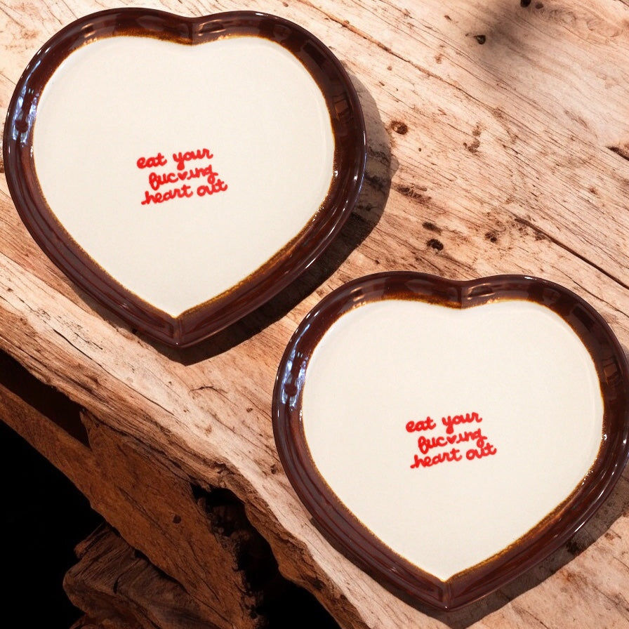 Hand-painted Heart Dinner Plates/Collection of Two