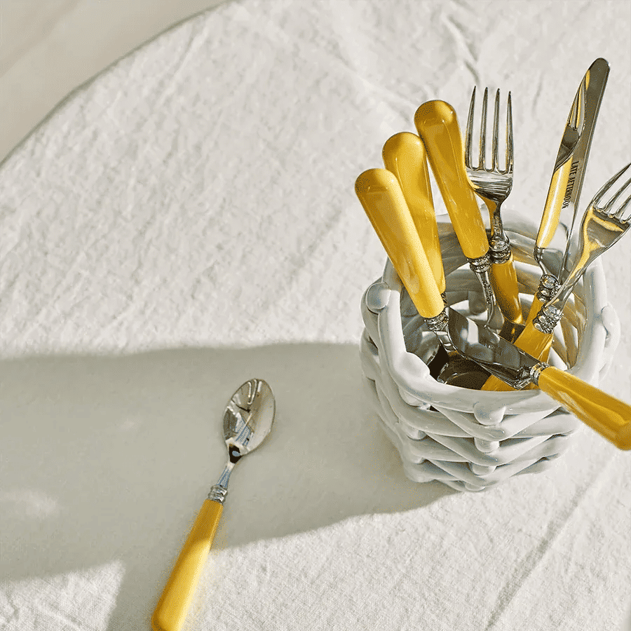 Small Sky Blue Basketweave Planter