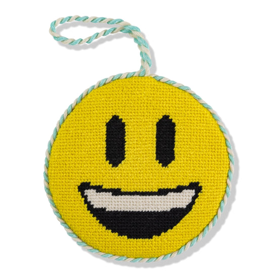 Needlepoint Icon Ornament - Smiley Face Emoji