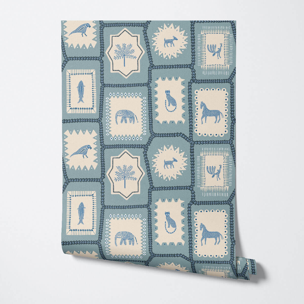 Folk Tales Wallpaper - Blue-