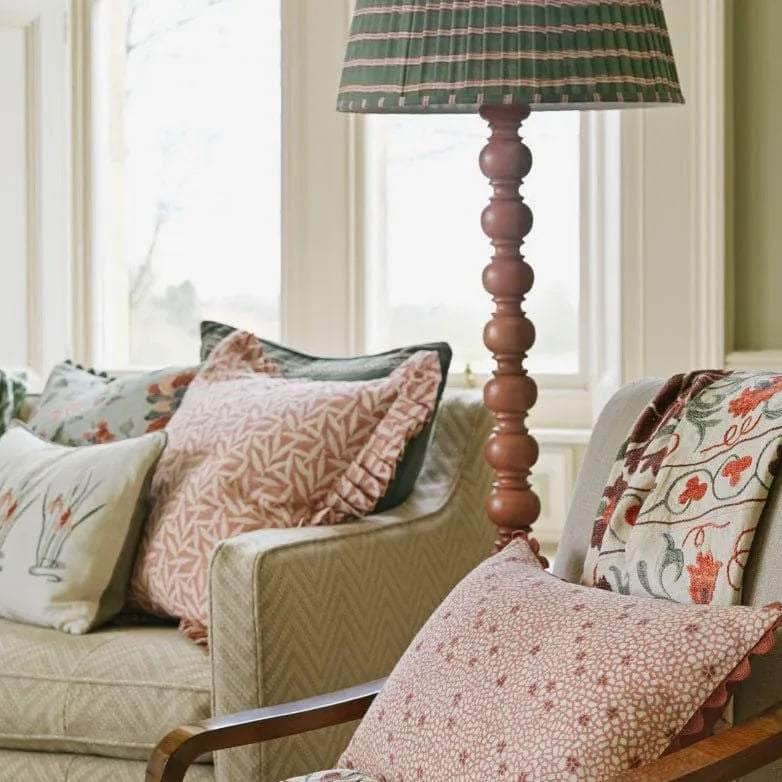 Edo Stripe Pleated Lampshade - Moss Green & Pink