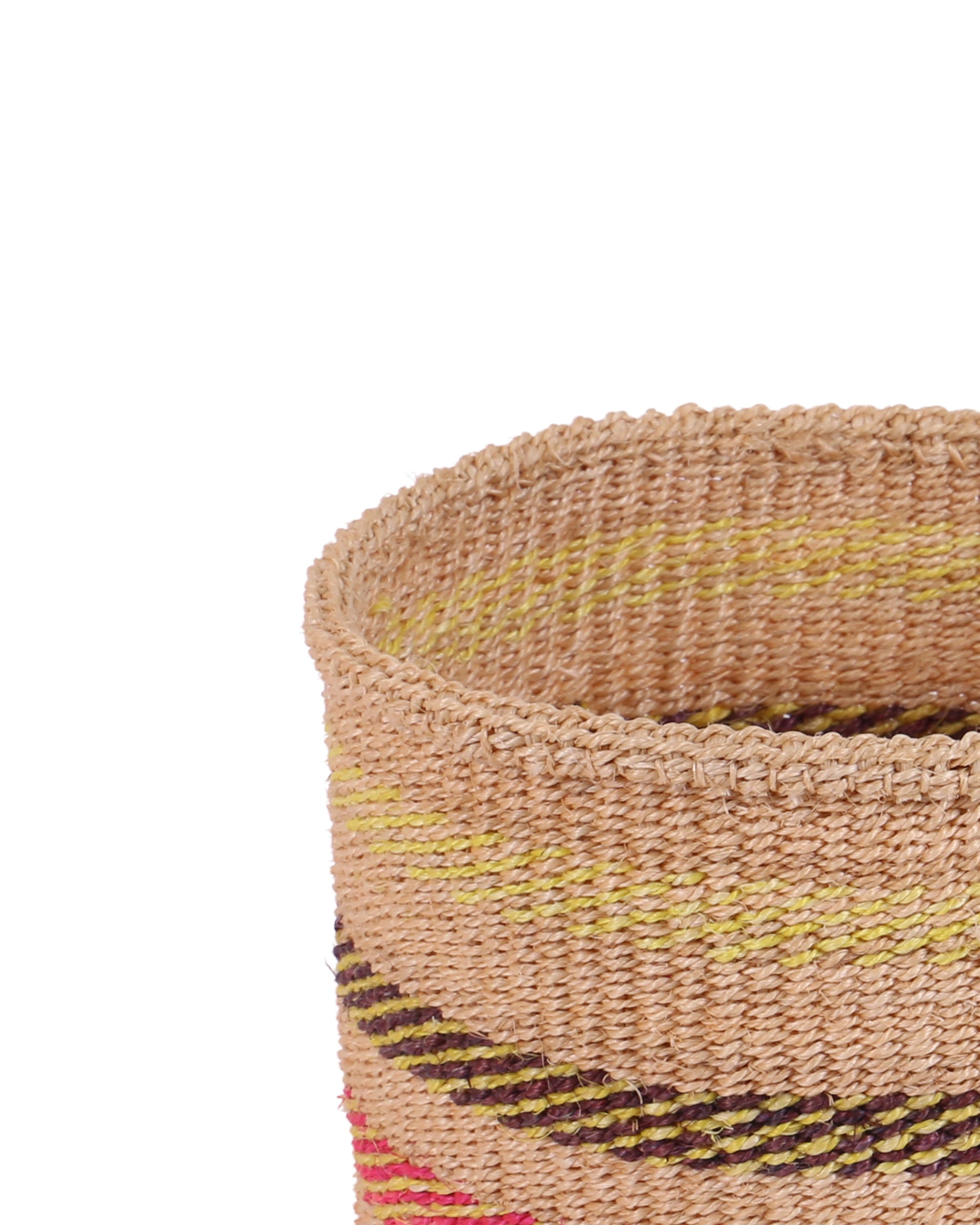 MASHTAKA: Small Pink, Purple and Yellow Sisal Basket
