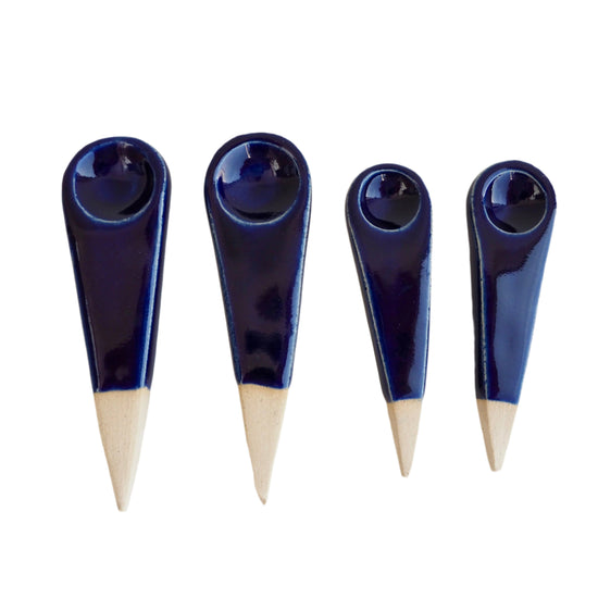 Handmade Mini Royal Blue Gloss Pottery Salt /  Spice Spoon