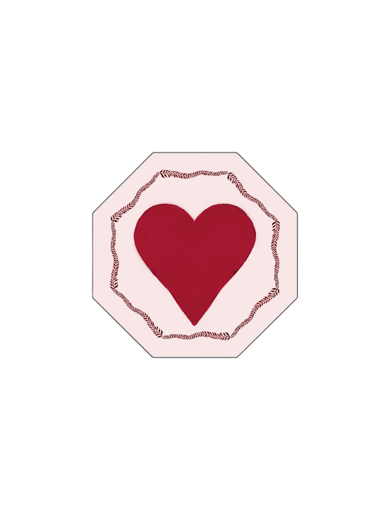 Red Love Heart Hexagon Coaster