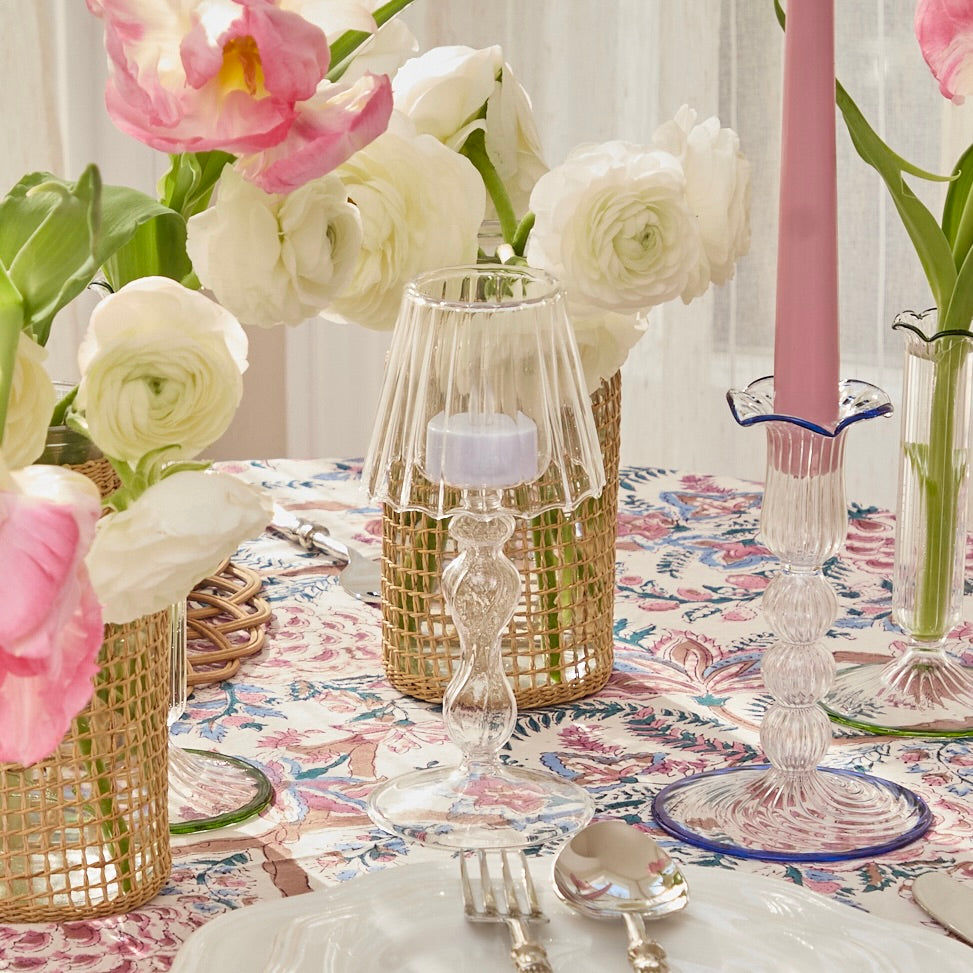 Clear Glass Tea Light Lamps (set of 2)