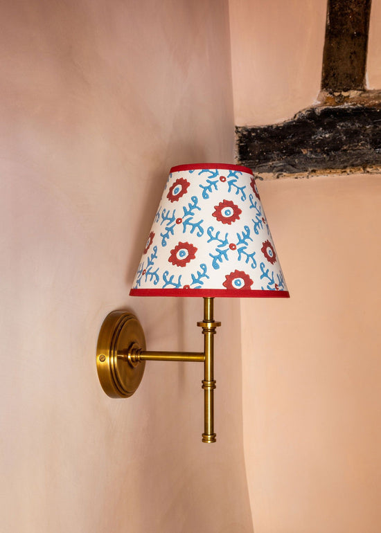 Folk Flower Lampshade - Red / Blue
