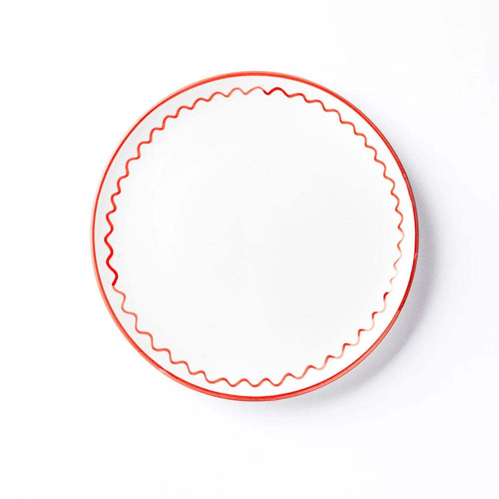 Lunch Plate - Lobster Red Zigzag