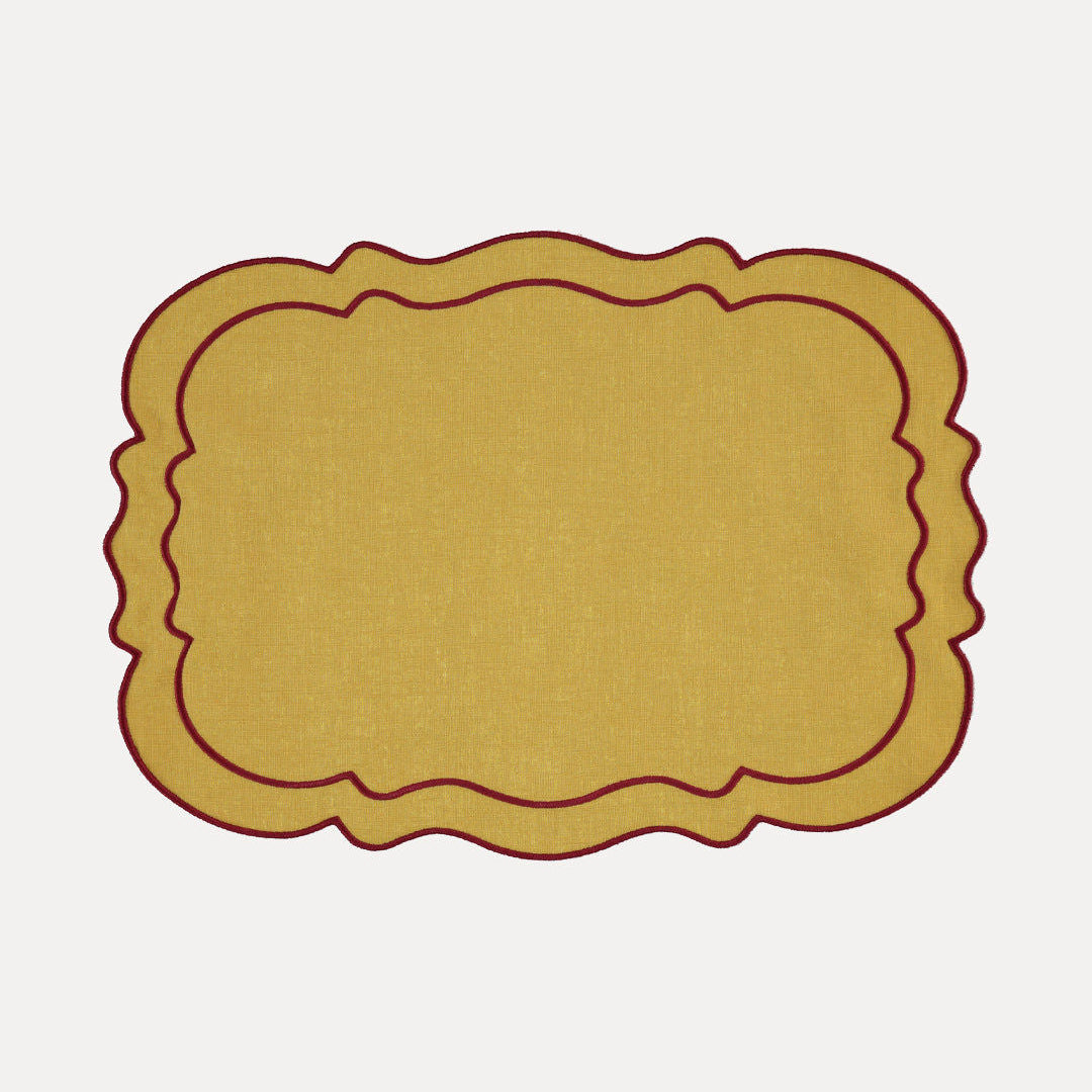Clou Placemat, Mustard with Bordeaux