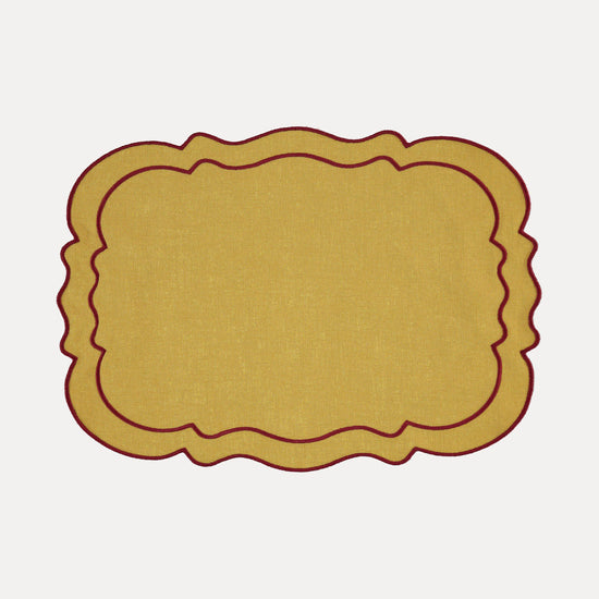 Clou Placemat, Mustard with Bordeaux