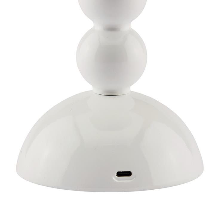 White Lacquer Rechargeable Bobbin LED Lamp
