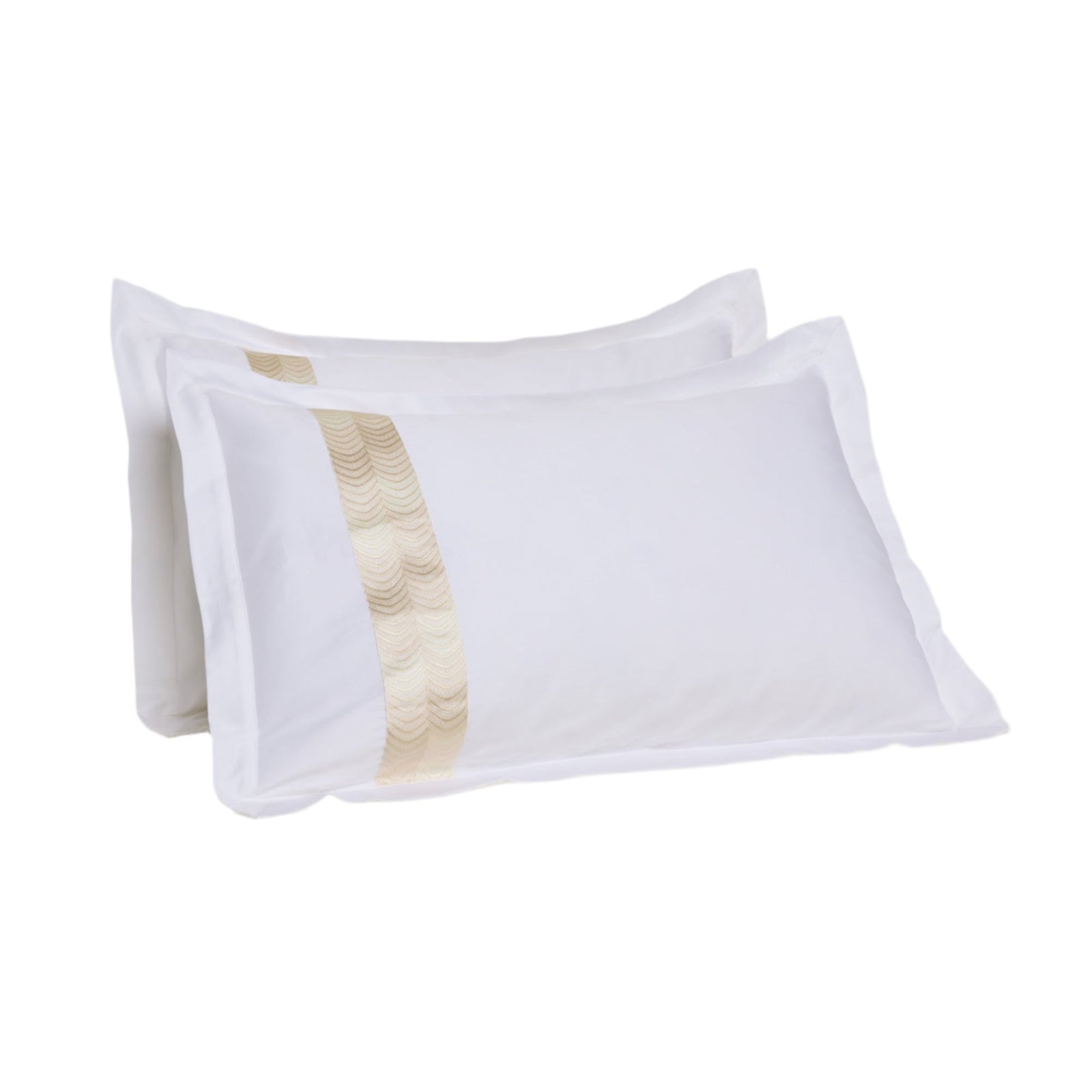 Simar Embroidered Pillowcases - Classic White & Gold