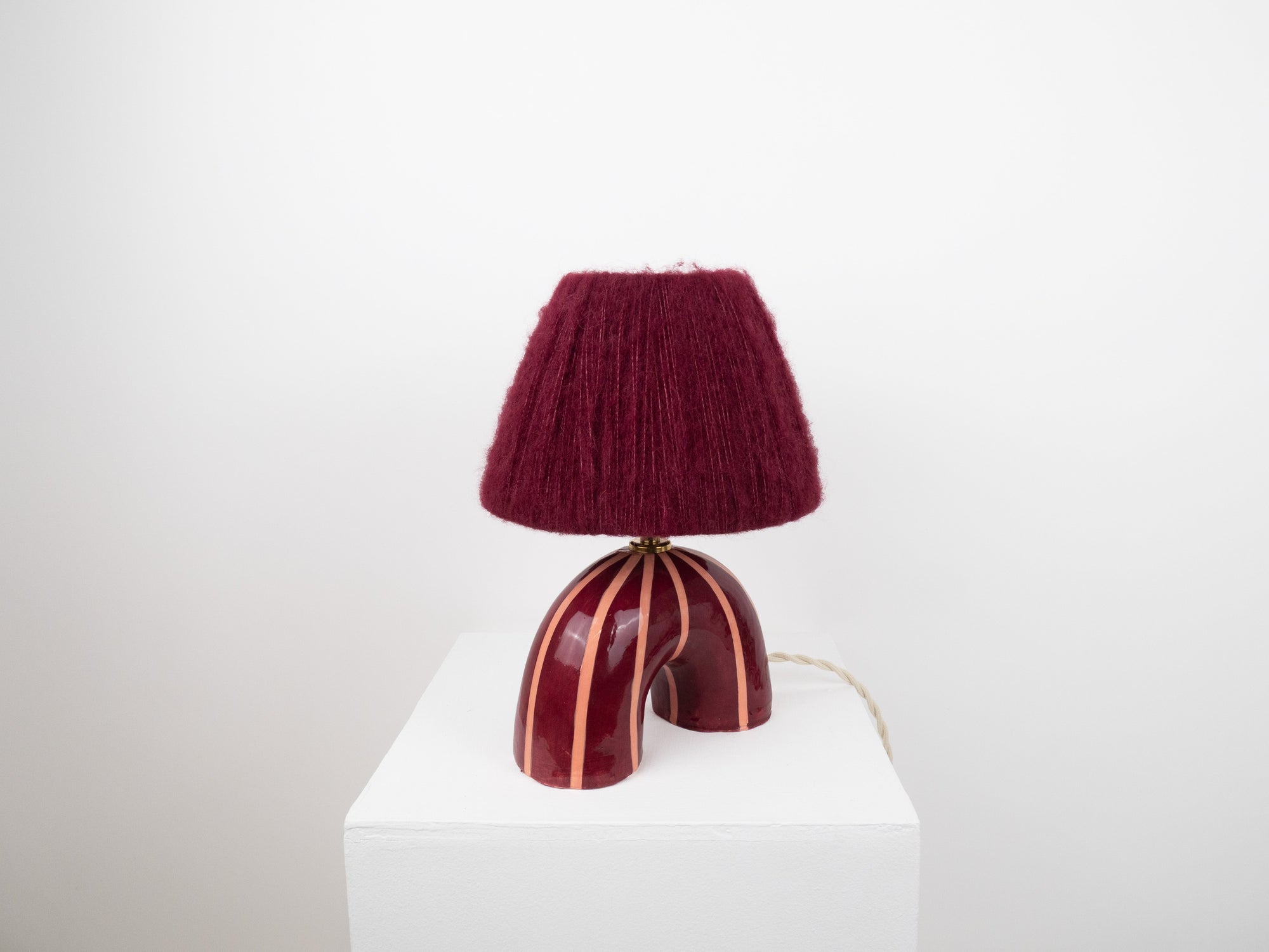 'Me' Table Lamp - Maroon Stripes