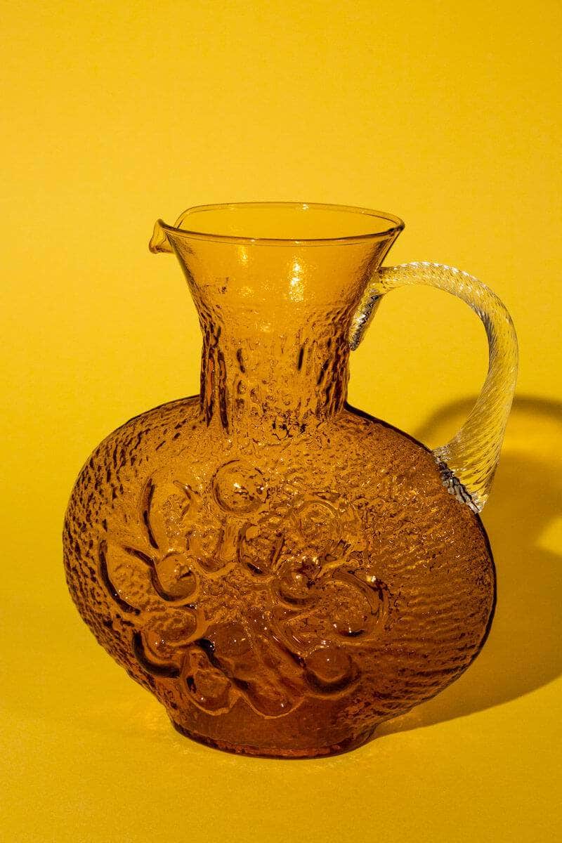 Amber Glass Vintage Pitcher, Stelvia Glass Italy