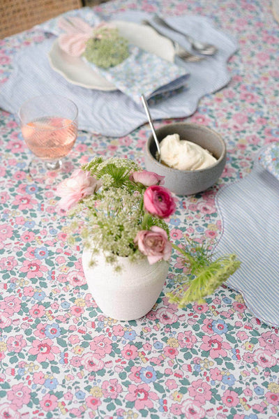 Tablecloth made with Liberty Fabric Betsy Blossom Pink