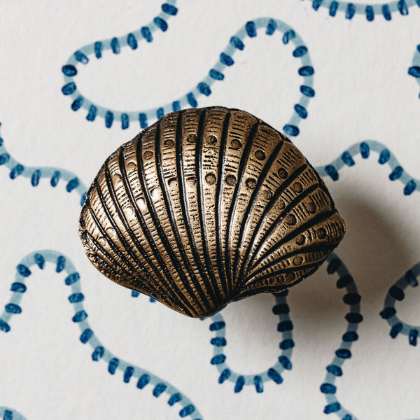 Cockle Shell Knob, Lacquered Brass
