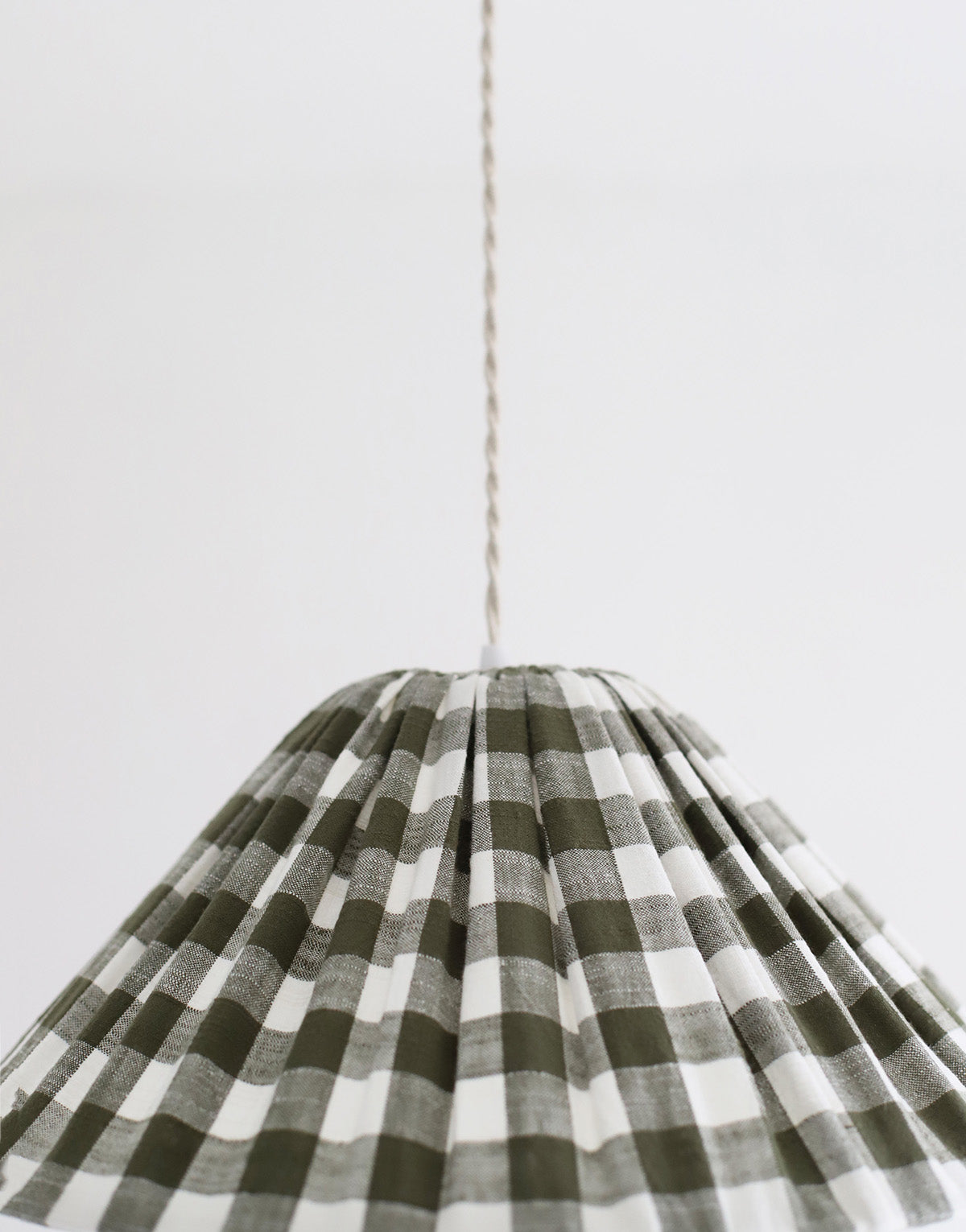 Malala Conical Pendant Light in Khaki with Large Check Pattern