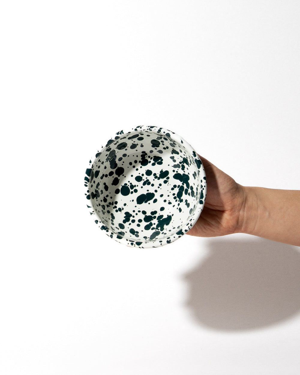 Splatter Enamel Snack Bowl - Cream / Dark Green