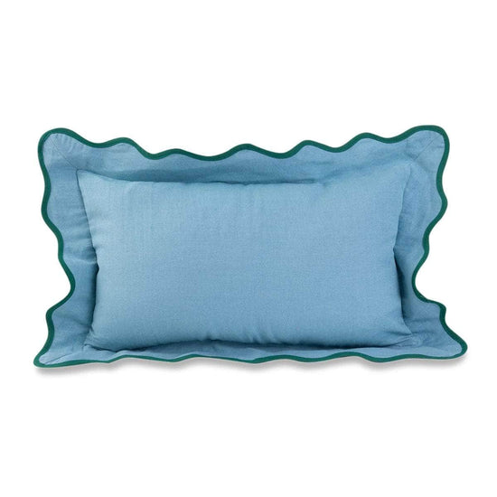 Darcy Linen Lumbar Pillow - Aqua + Green