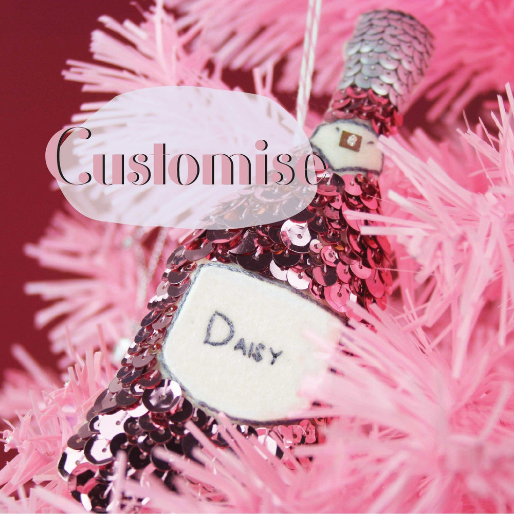 Rosé Champagne Sequin Ornament Personalised