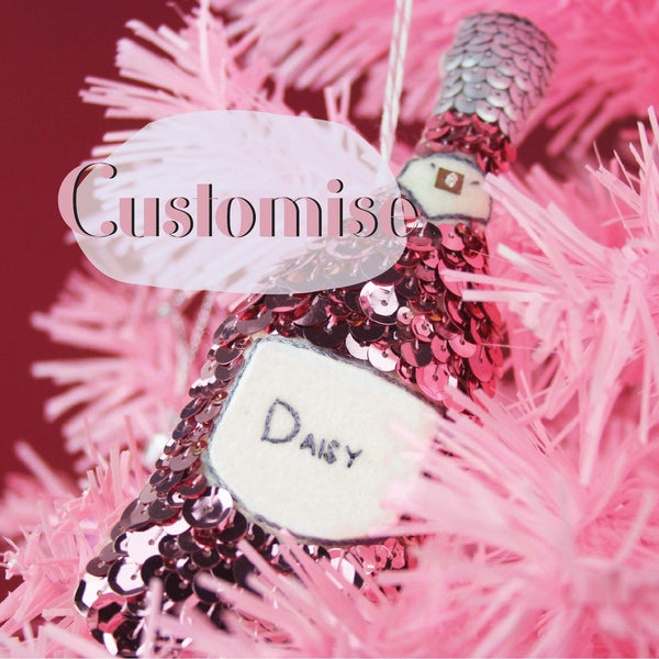Rosé Champagne Sequin Ornament Personalised