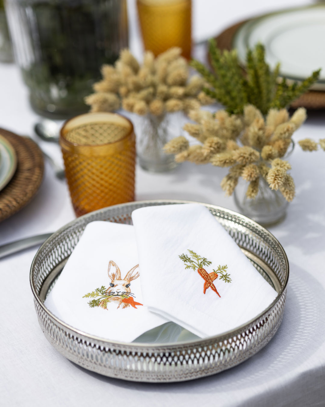 Round Silver Tray with Mirror