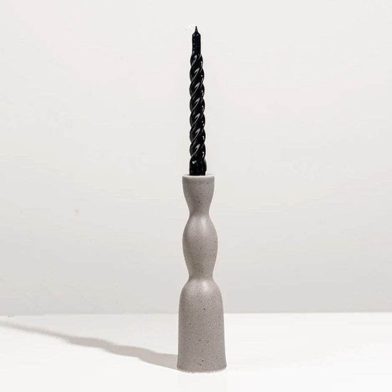 Grey Speckle Tall Wave Candleholder