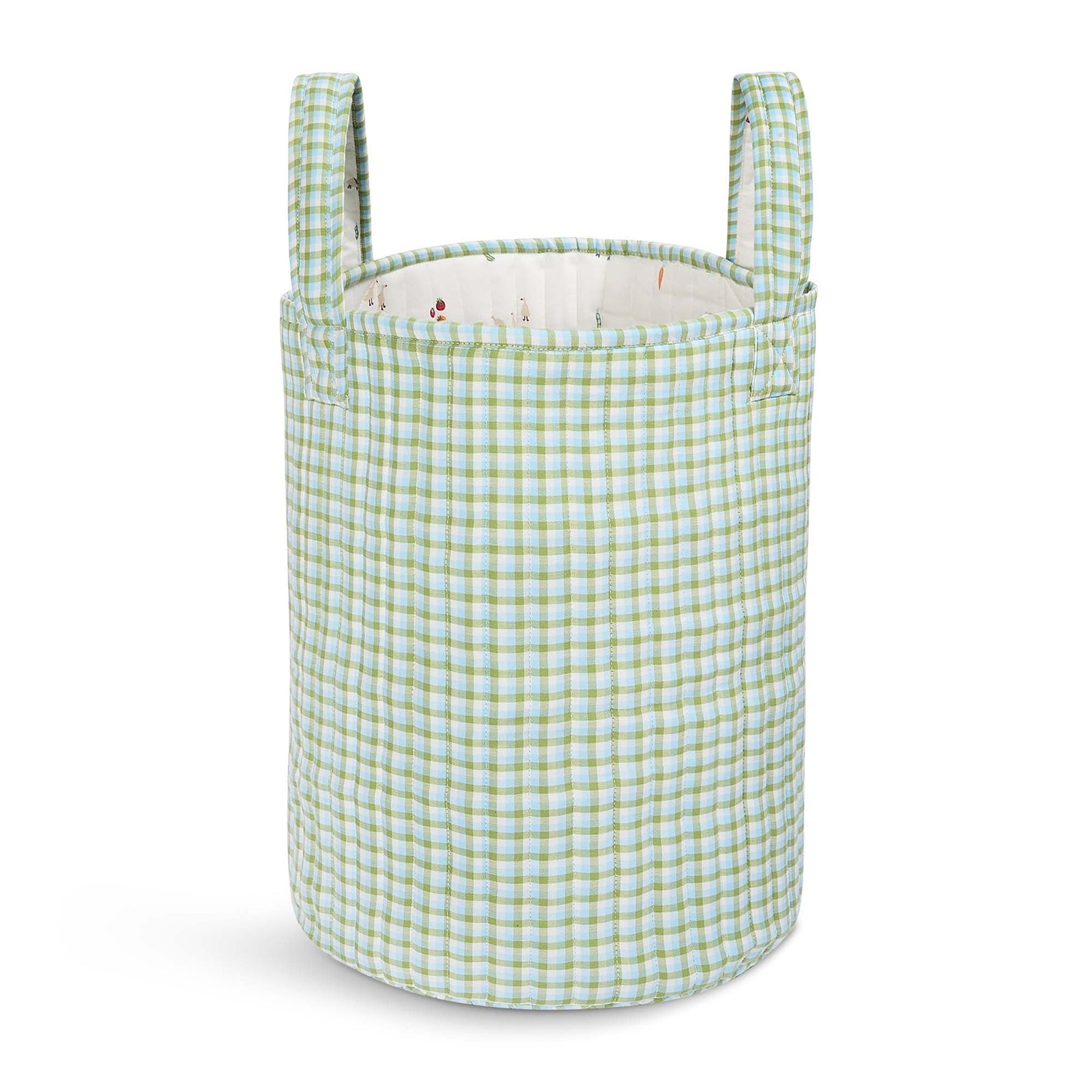 Large Quilted Storage Basket - Greenhouse Gingham / Little Farm