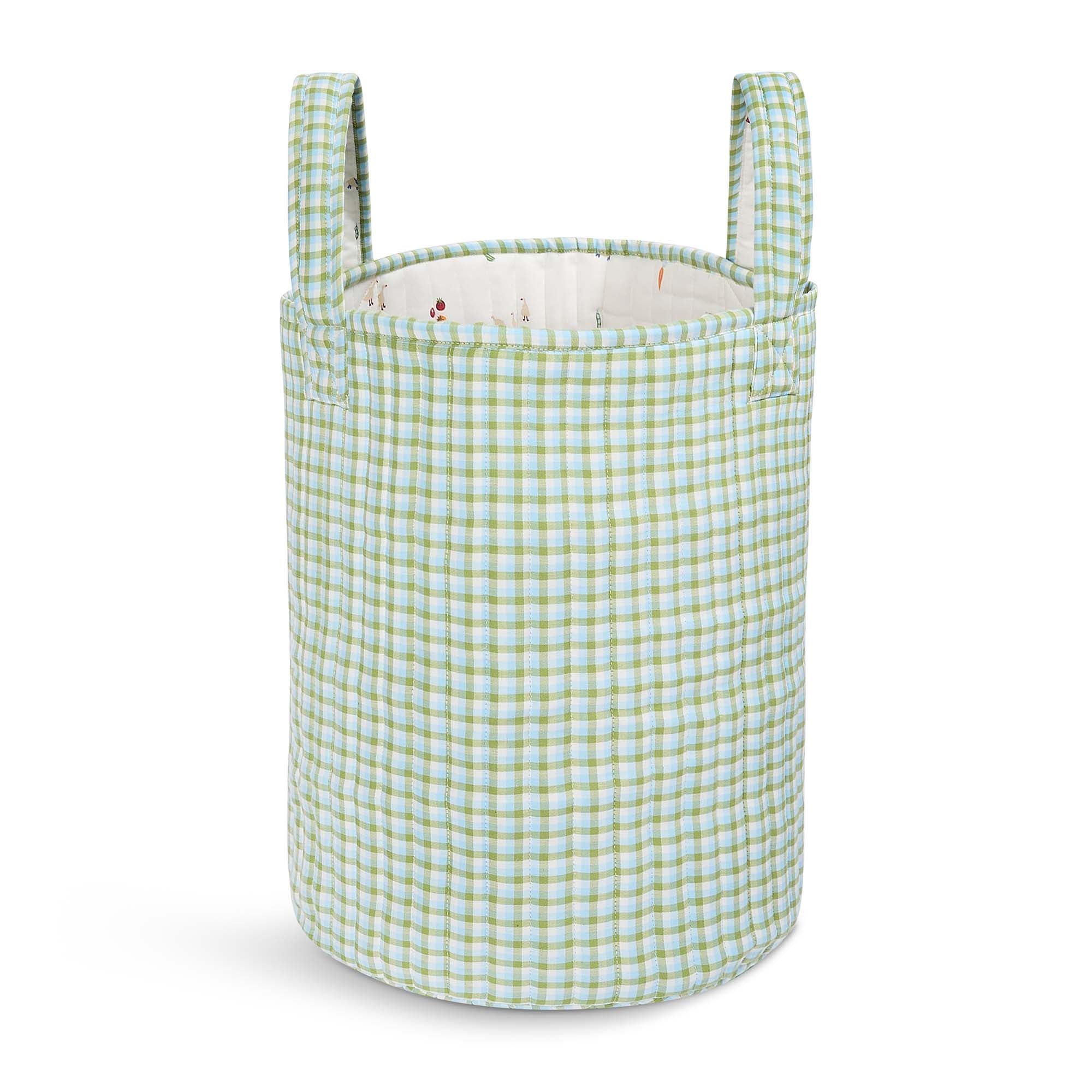 Large Quilted Storage Basket - Greenhouse Gingham / Little Farm
