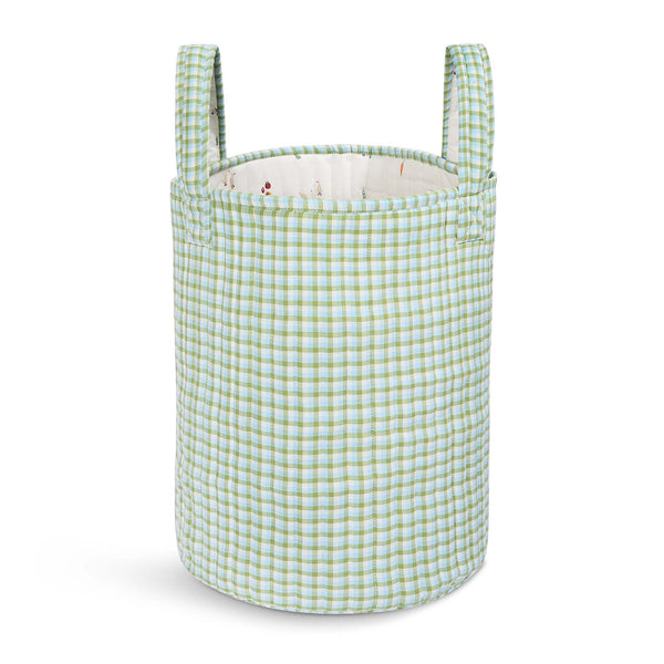 Large Quilted Storage Basket - Greenhouse Gingham / Little Farm