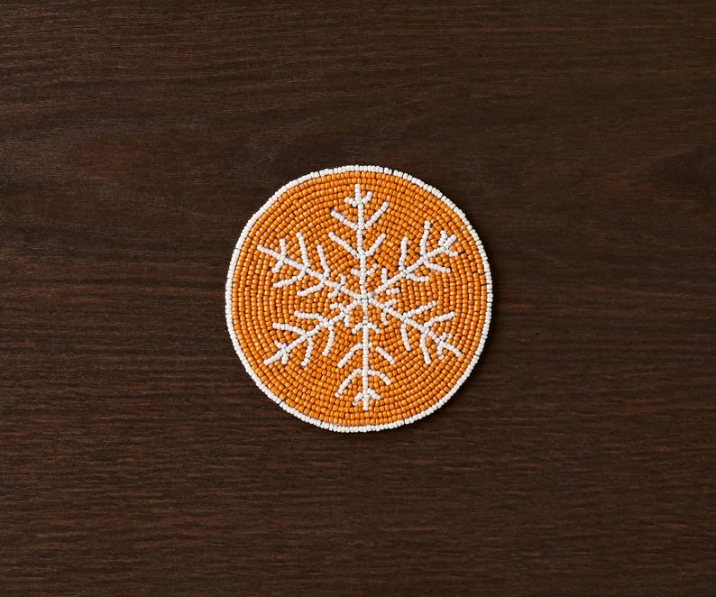 Handmade Beaded Holiday Coaster – Christmas Table Decor