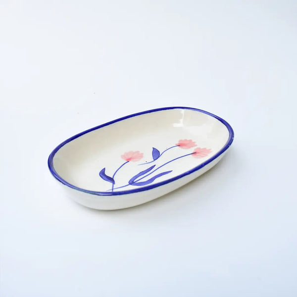 Handmade Ceramic Serving Bowl - Camellia, 1.5 x 8 x 4 Inches (Set of 2)