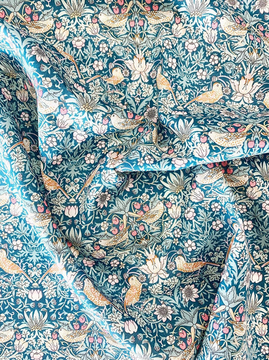Reversible Heirloom Quilt Made With Liberty Fabric Strawberry Thief & Capel Mustard