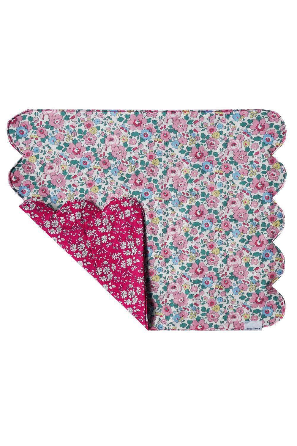 Reversible Cloud Placemat Made With Liberty Fabric Betsy Candy Floss & Capel Fuchsia Pink