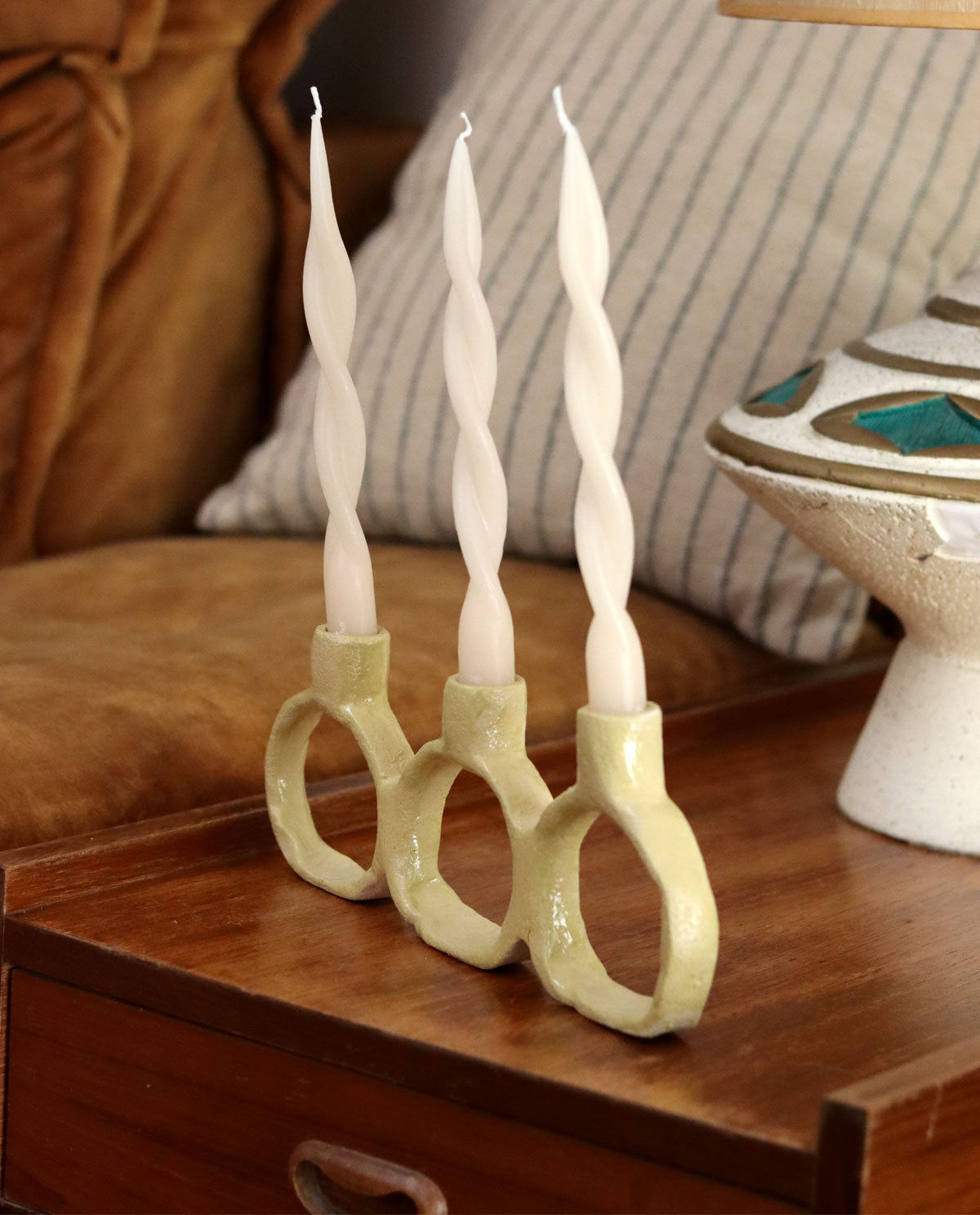 Triple Handmade Ceramic Candlestick-