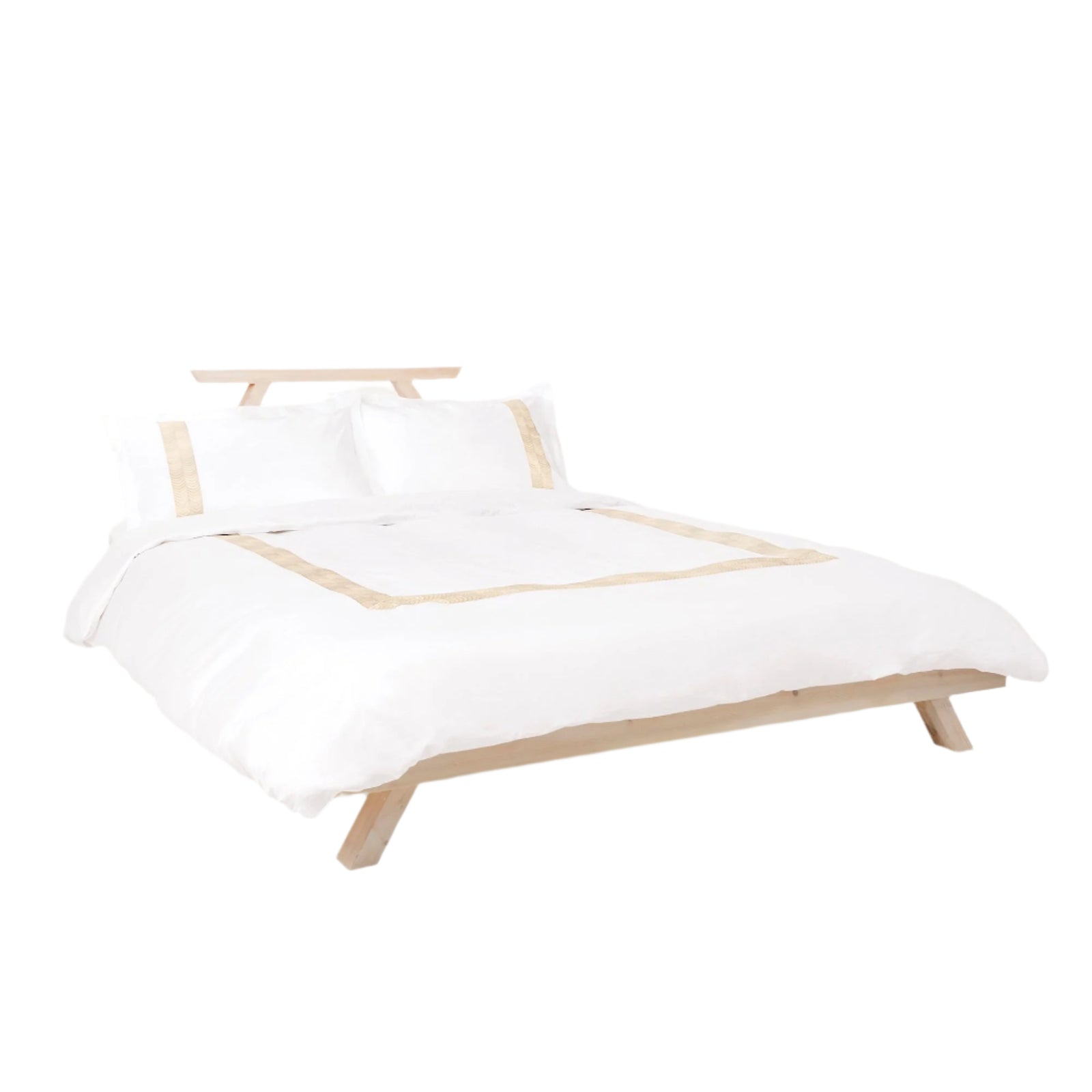 Simar Embroidered Duvet Cover - Classic White & Gold